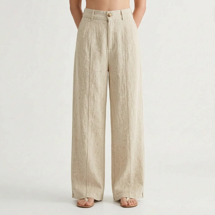 Comfortable women's lightweight wide-leg pants, ideal breathable summer trousers for relaxed wear.