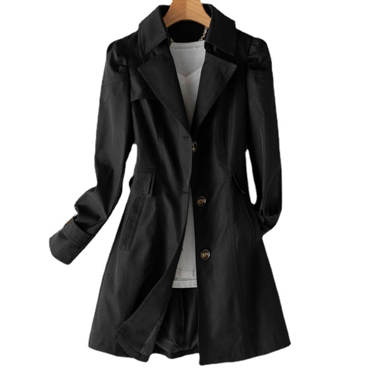 Women's lightweight windbreaker jacket with an adjustable waist, hood, and rain-resistant finish for casual outdoor wear.