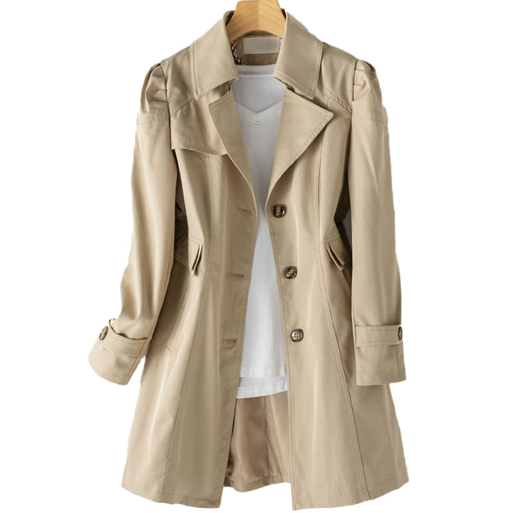 Long women's windbreaker with adjustable drawstring waist & hood, ideal for everyday casual outdoor activities.
