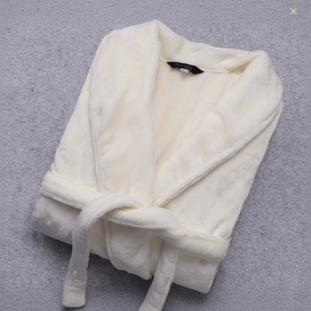 Relaxing women's soft winter bathrobe, lightweight, with belt & pockets for ultimate home comfort.