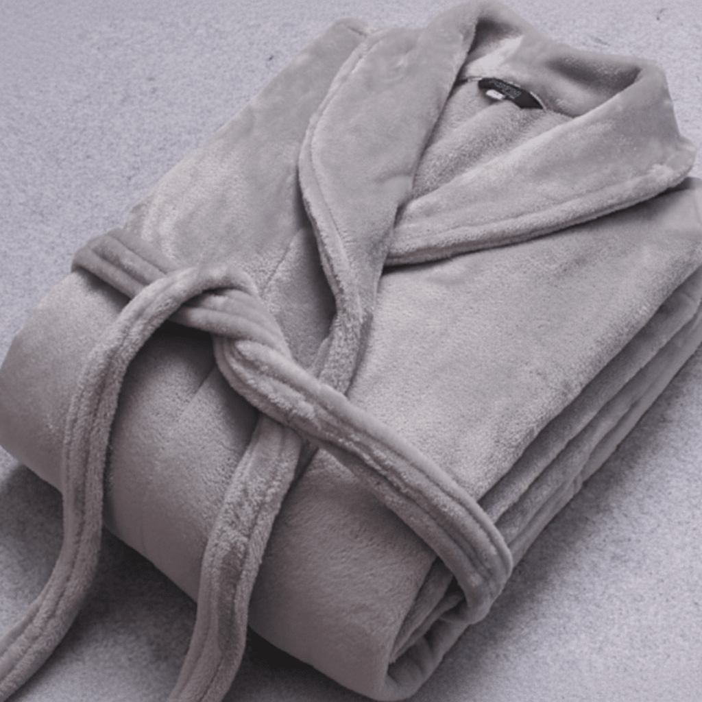 Warm women's lightweight winter robe with a self-tie belt and two convenient front pockets, ideal loungewear.