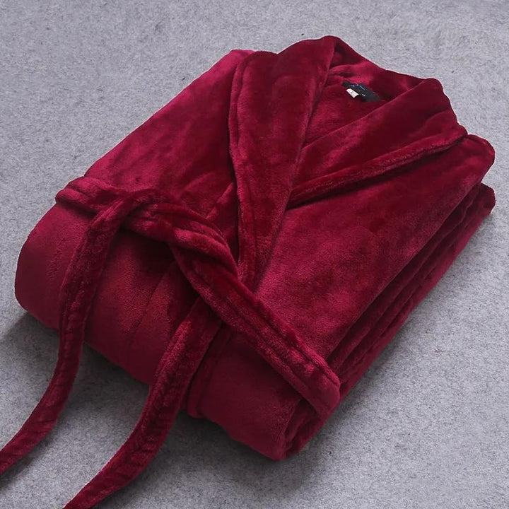 Stylish women's lightweight winter robe, perfect for spa or home, with belt & pockets for warmth.