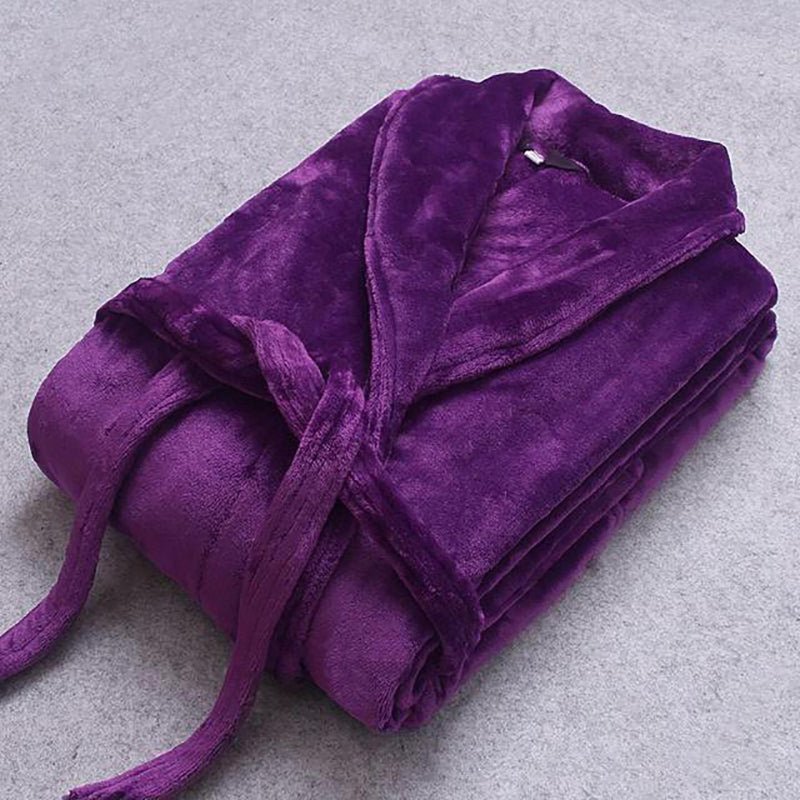 Lightweight women's winter bathrobe, soft and warm, with a self-tie belt and convenient pockets.