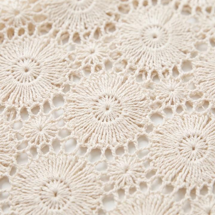 Delicate lilac floral openwork cardigan for women, a stylish and breathable summer layer with tie front detail.