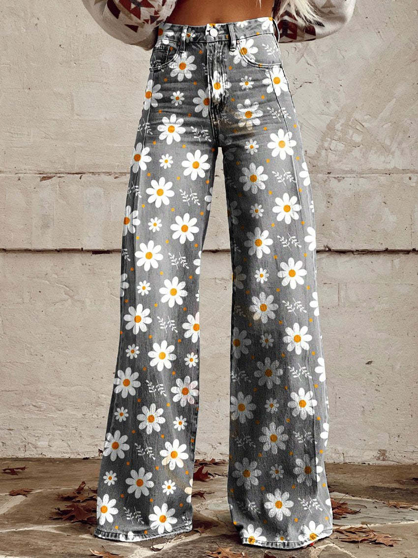 Relaxed long fit women's baggy jeans, wide leg pants for comfortable style.