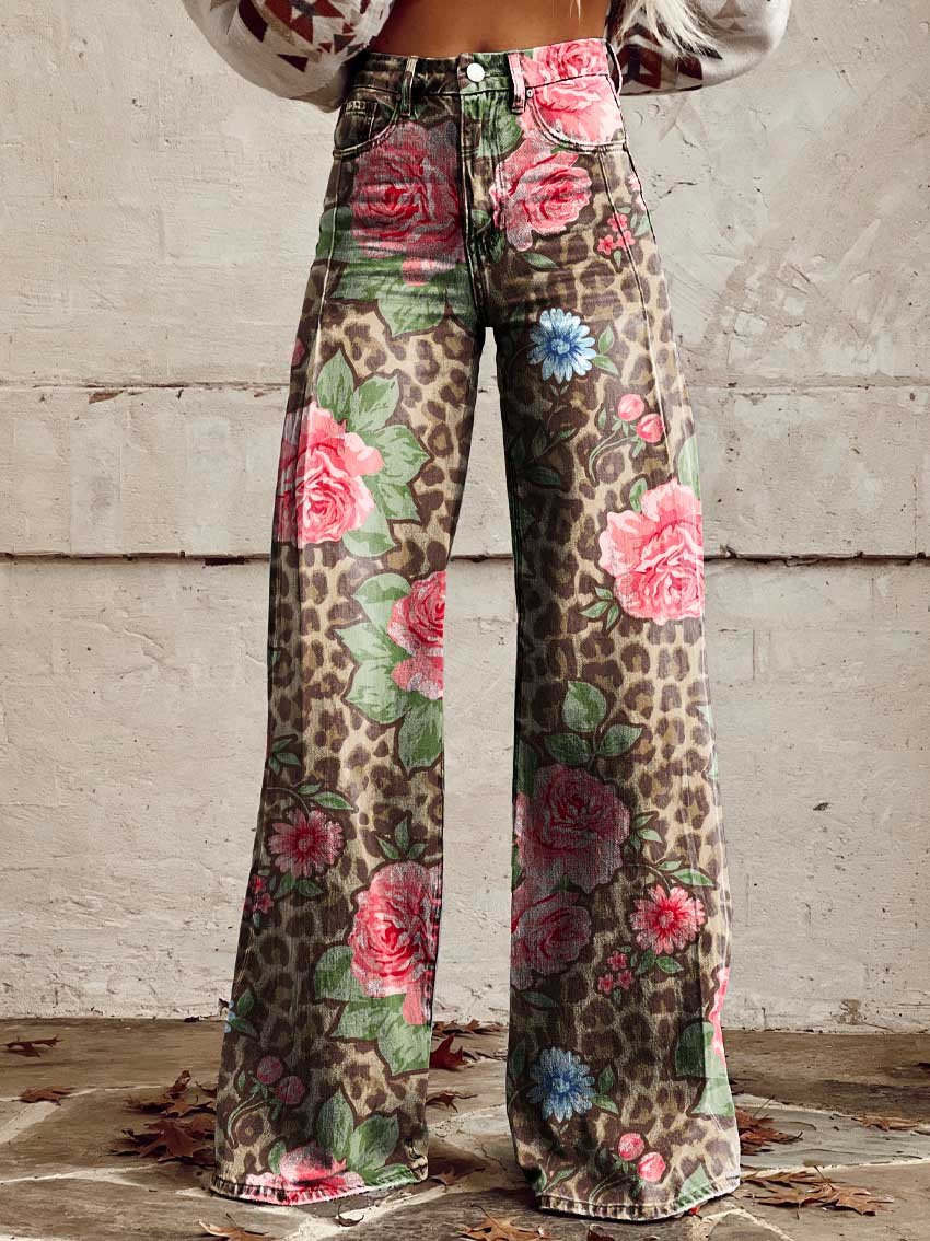 Women's long fit casual jeans, wide leg baggy pants for everyday comfort.