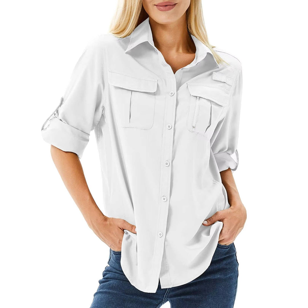 Comfortable women's long sleeve outdoor shirt with UV protection, quick-drying for active adventures.