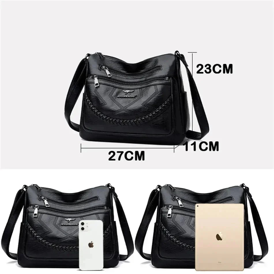 Stylish women's luxury leather shoulder bag, an elegant accessory for any outfit.