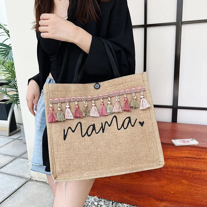 Mama cotton blend handbag, spacious and casual, ideal mom gift or maternity accessory