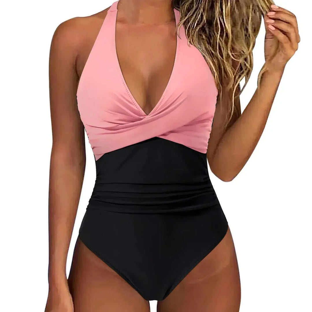Women's Nyla one piece swimwear, a flattering wrap front design with sculpting elements for a chic summer look.