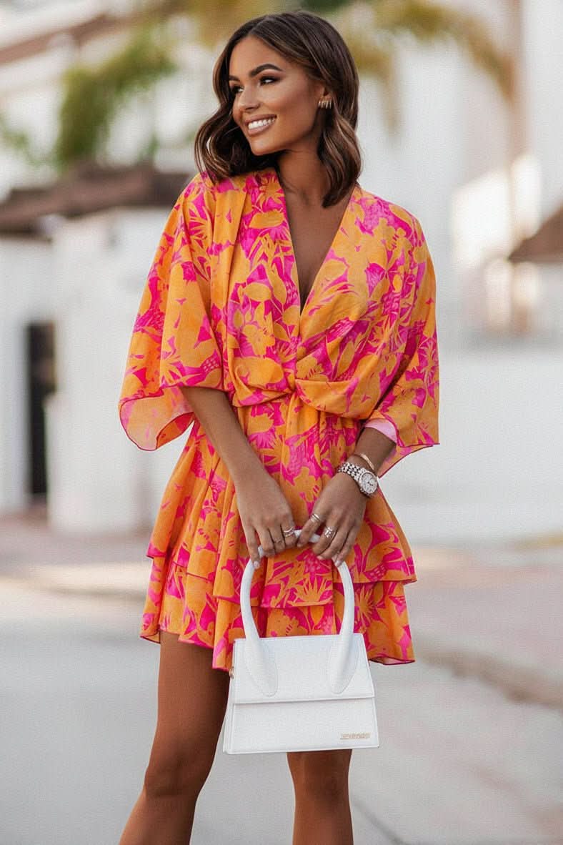 Women's off-shoulder bohemian mini dress, perfect for summer casual wear, vacation, and festivals.