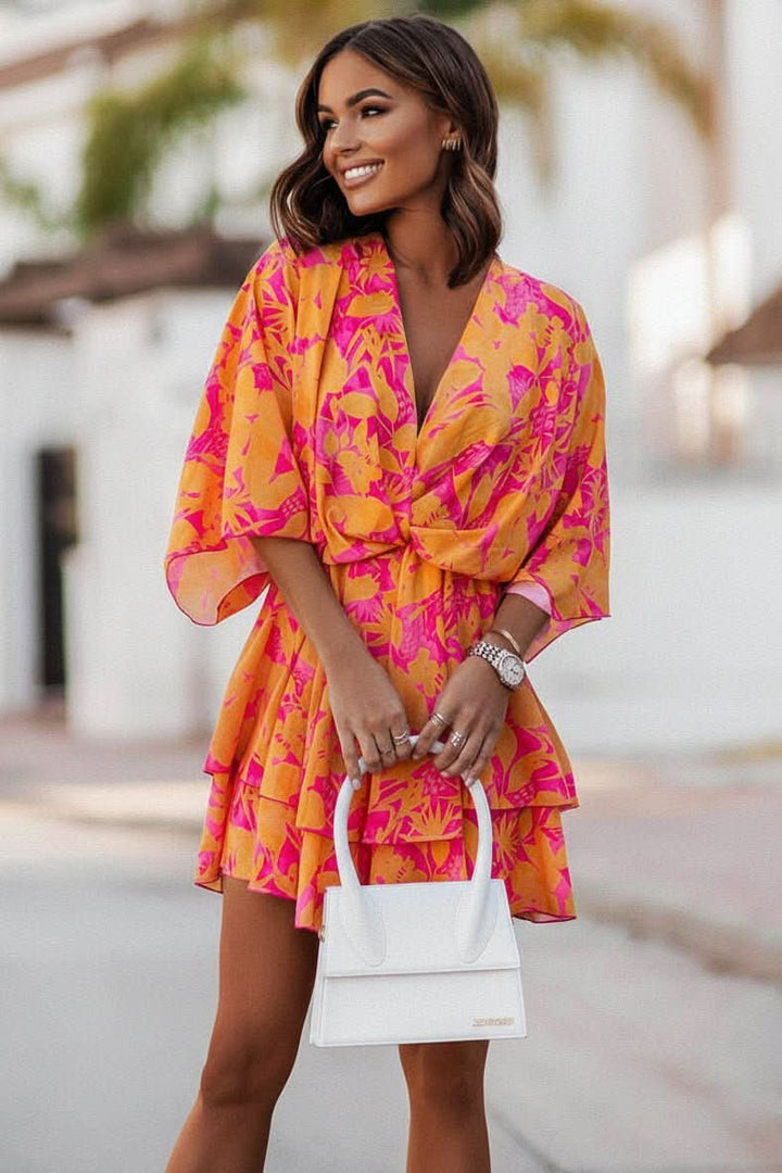 Women's off-shoulder bohemian mini dress, perfect for summer casual wear, vacation, and festivals.