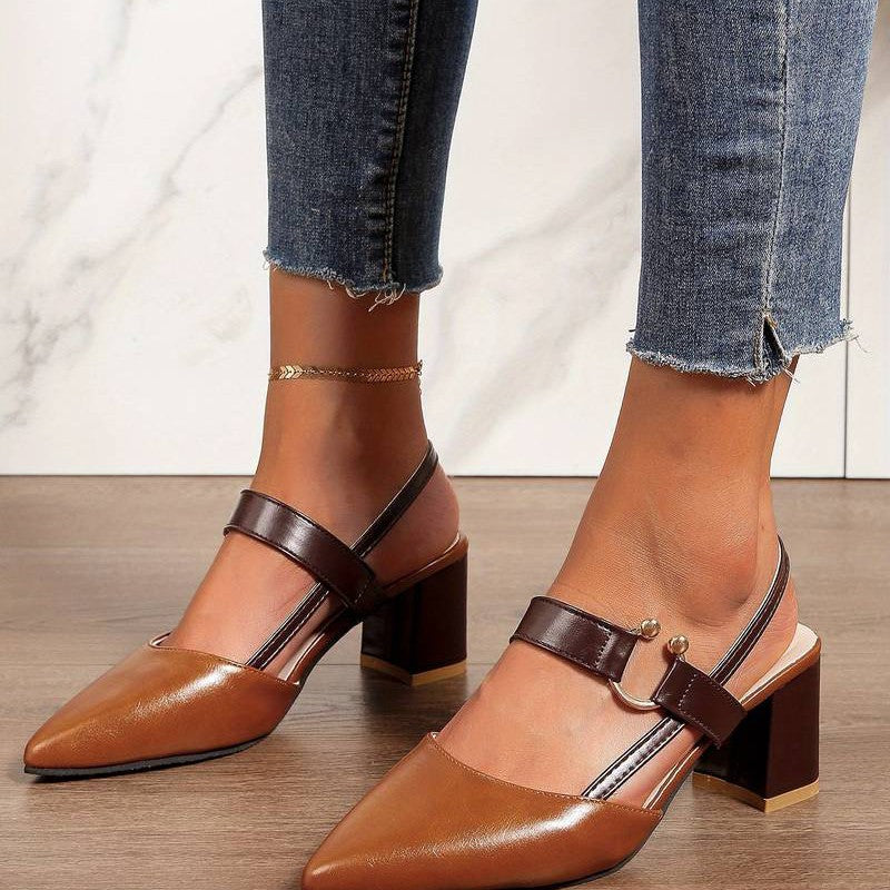 Elegant white Olivera orthopedic block heels. Pointed-toe slingbacks for spring/summer comfort & style.