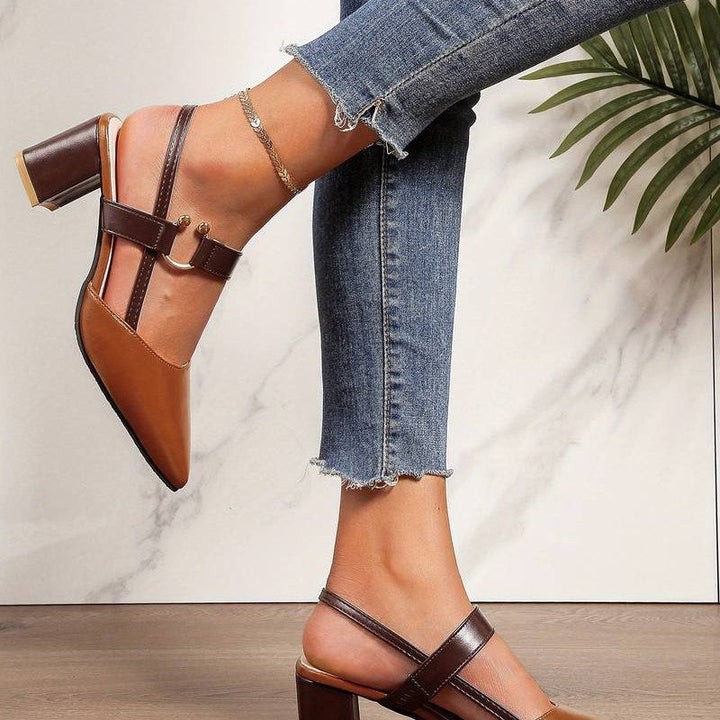Women's Olivera orthopedic block heels. Elegant pointed-toe slingback design for all-day comfort & style.