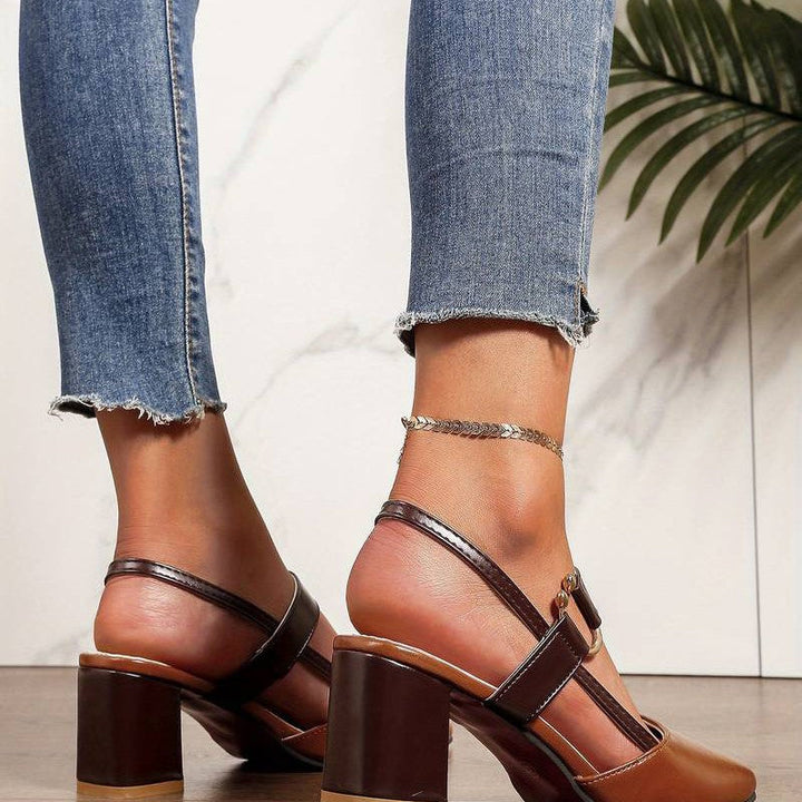 Formal women's Olivera orthopedic block heels. Comfortable dress shoes with slingback & pointed toe.