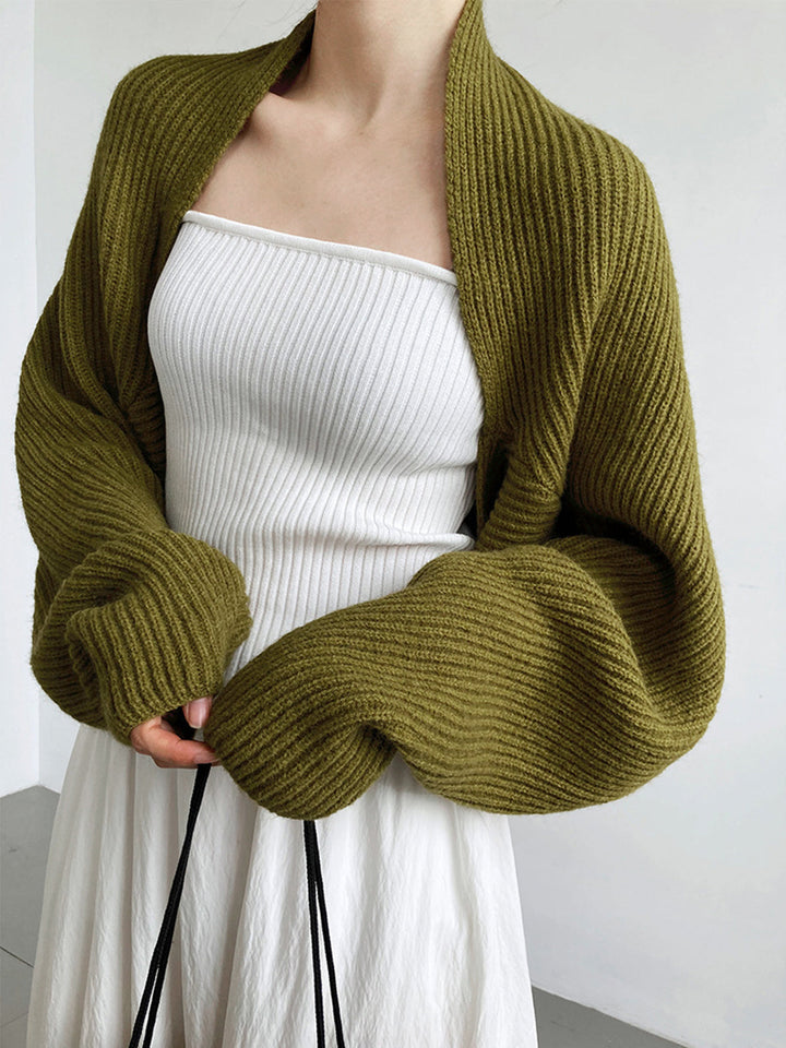 Women's open-front long sleeve shrug sweater, regular fit, ideal for layering casual and chic outfits.
