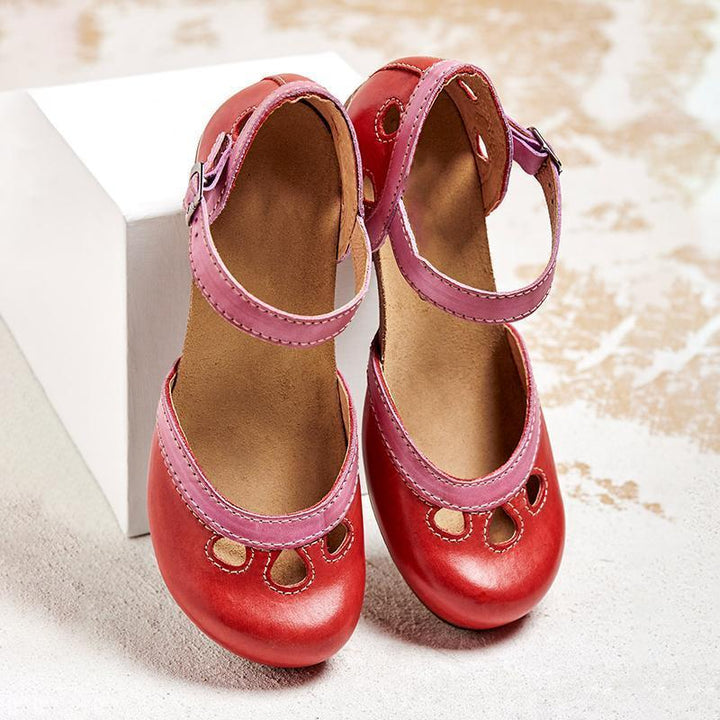 Comfortable women's open toe sandals with a stable block heel and secure, adjustable ankle strap for all-day wear.