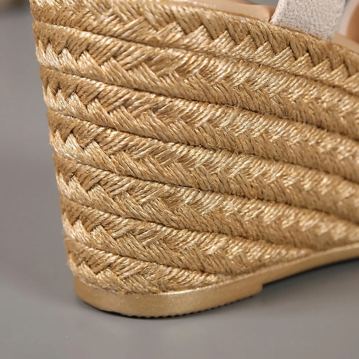 Stylish women's open-toe platform wedge sandals, offering comfortable height & versatile summer footwear.