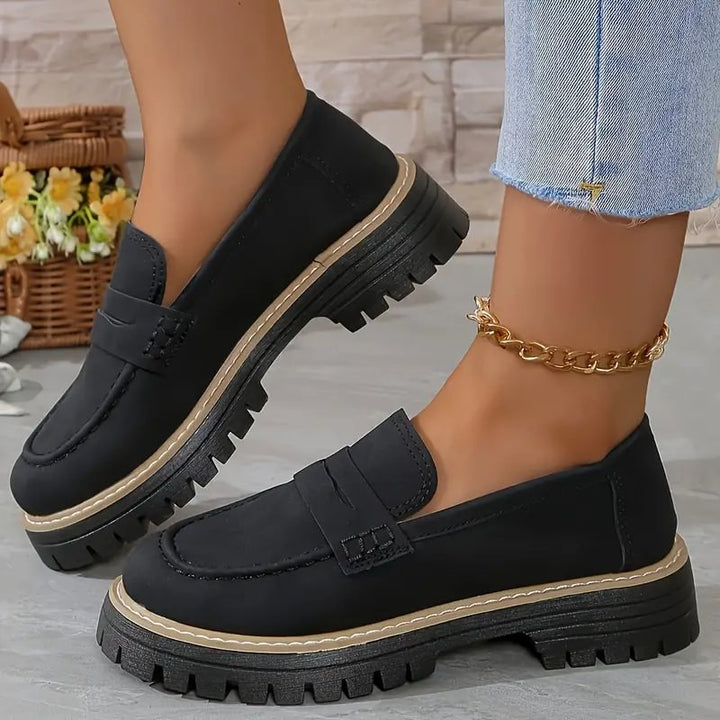 Classic orthopaedic women's loafers, wide toe box for comfort, ideal casual flat footwear.
