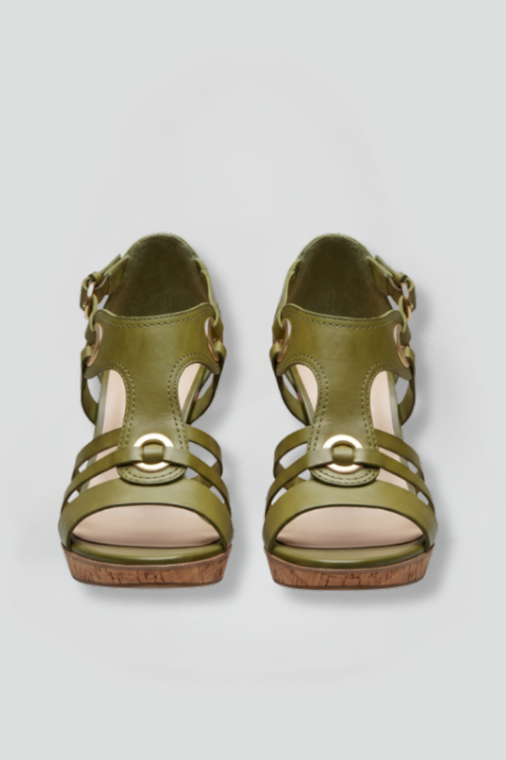 Women's orthopaedic sandals with supportive mid heel. Strappy design for comfort & summer walking.