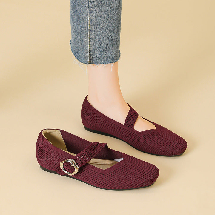 Orthopaedic comfort flats for women, Mary Jane style with square toe, supportive daily wear.