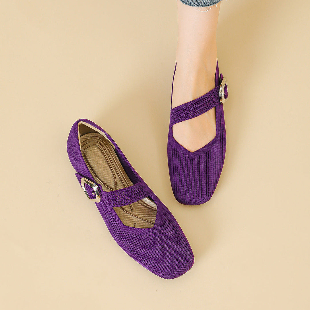 Versatile women's orthopaedic Mary Jane flats, square toe, ideal for casual & daily comfort.
