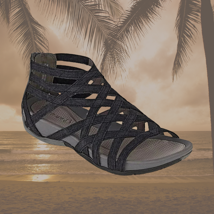 Stylish women's summer sandals with adjustable straps, designed for orthopedic comfort and walking.