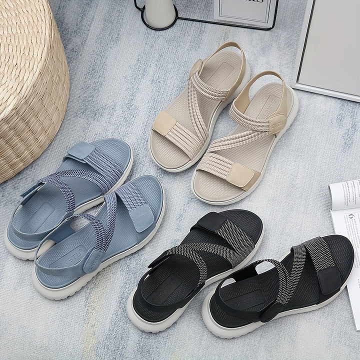 Women's orthopedic arch support sandals in a vibrant blue, easing plantar fasciitis pain.