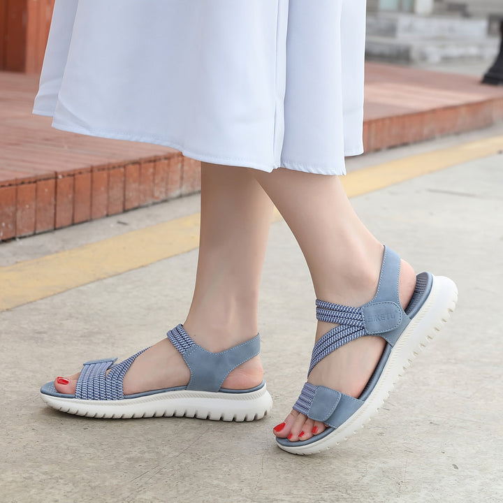 Apricot women's sandals with orthopedic arch support, ideal for walking & easing foot pain.