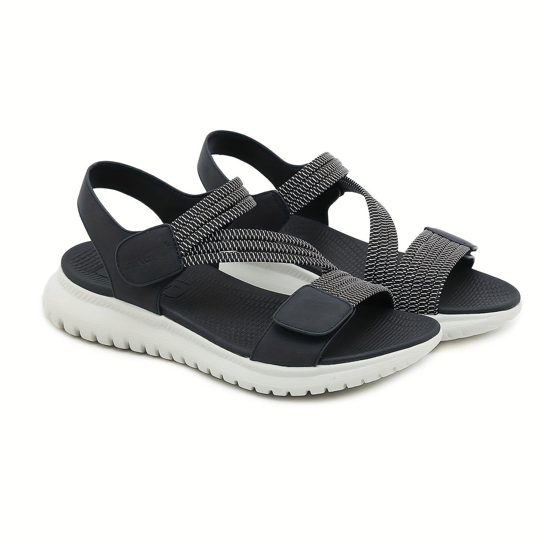 Blue supportive sandals for women, great for plantar fasciitis relief & all-day comfort.