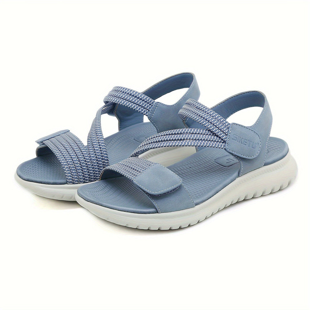 Women's walking sandals, black, with superior arch support for plantar fasciitis sufferers.