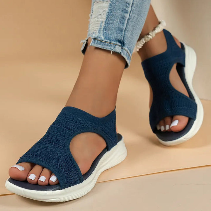 Non-slip sole on women's orthopedic sandals, providing excellent grip & arch support for safe, comfortable walking.