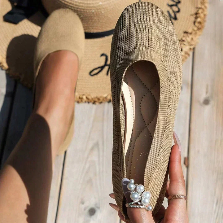 Slip-on women's comfort shoes, orthopedic ballerinas with a flexible sole for active wear.