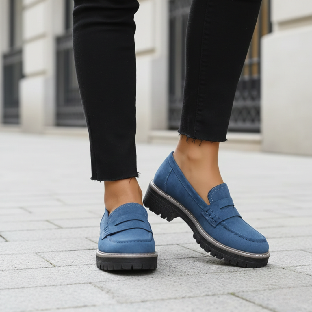 Women's orthopedic chunky sole loafers for all-day comfort & style. Supportive platform penny loafers.