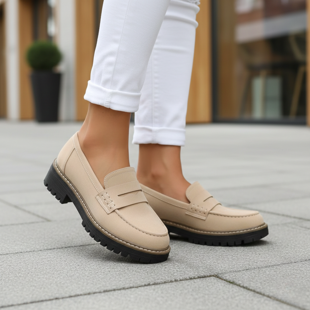 Classic women's penny loafers, updated with a chunky platform sole. Orthopedic design for ultimate comfort & style.