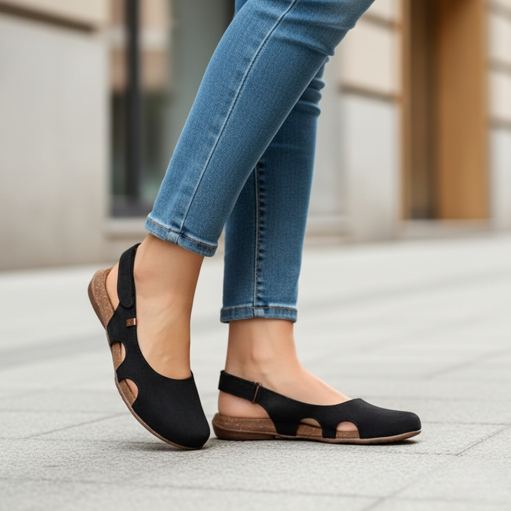Everyday women's orthopedic closed-toe sandals; adjustable slingback for custom comfortable fit.