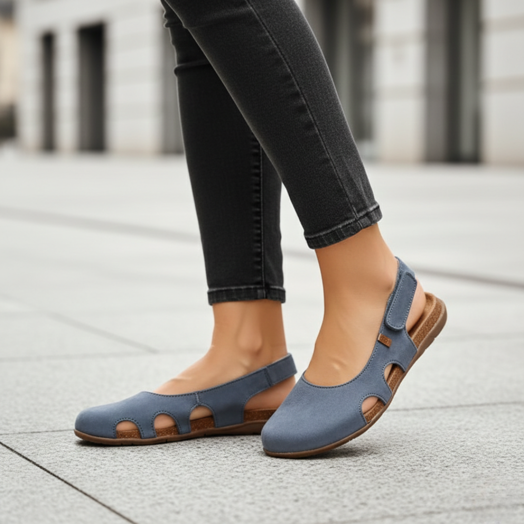 Supportive women's orthopedic closed-toe slingback sandals ensuring maximum comfort & stability.