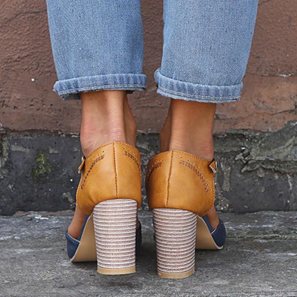 Side view of women's ergonomic block heel shoes, offering orthopedic comfort and stylish foot support.