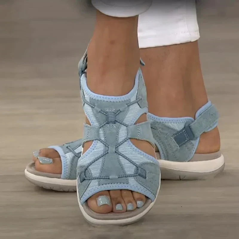 Women's orthopedic comfort sandals with arch and heel support. Ideal for walking & foot pain relief. Adjustable straps.
