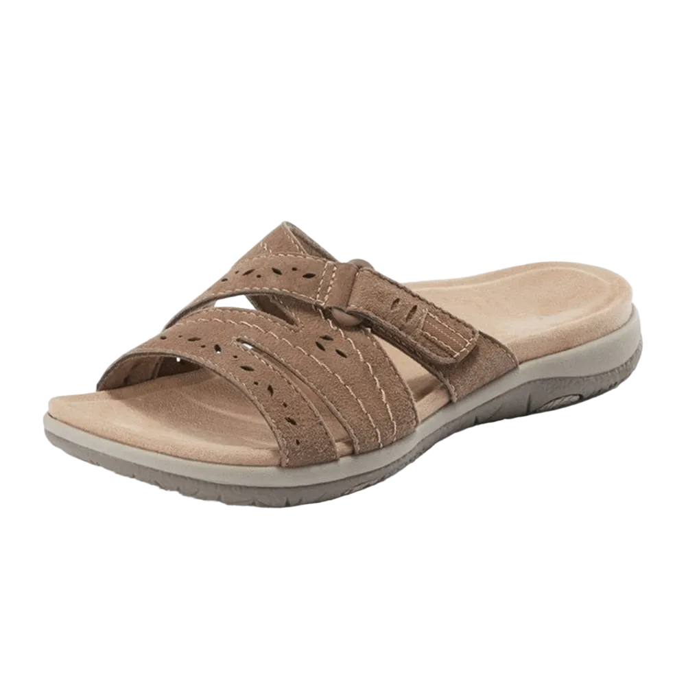 Women's orthopedic comfort sandals with wide toe box, arch support for foot pain relief. Ideal for walking.