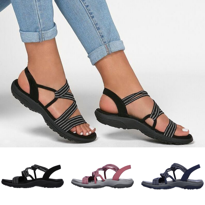 Women's orthopedic comfort strap sandals with arch support for all-day wear.