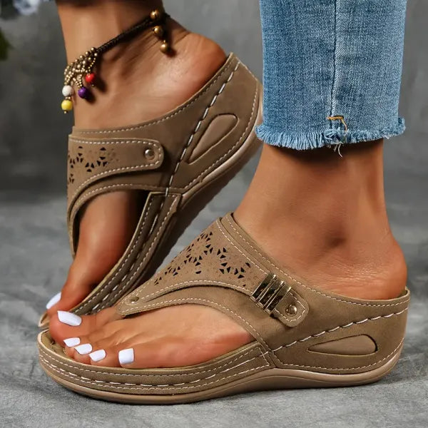 Women's orthopedic comfort wedge sandals with arch support, perfect for summer casual wear.