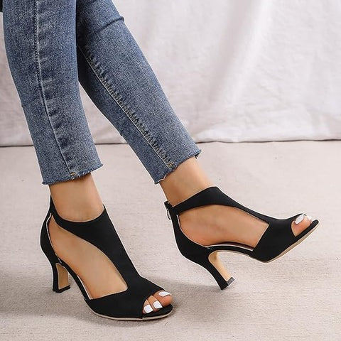 Cushioned women's high heels with orthopedic foot support. Elegant dress shoes for comfort.