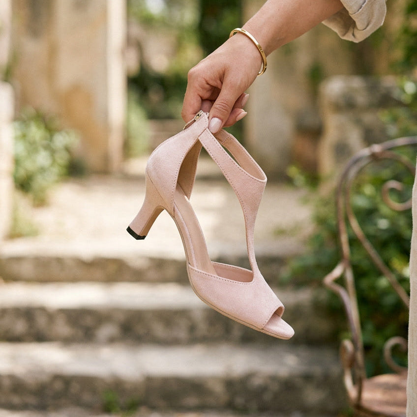 Women's orthopedic dress shoes with high heels, cushioned for comfortable and stylish support.