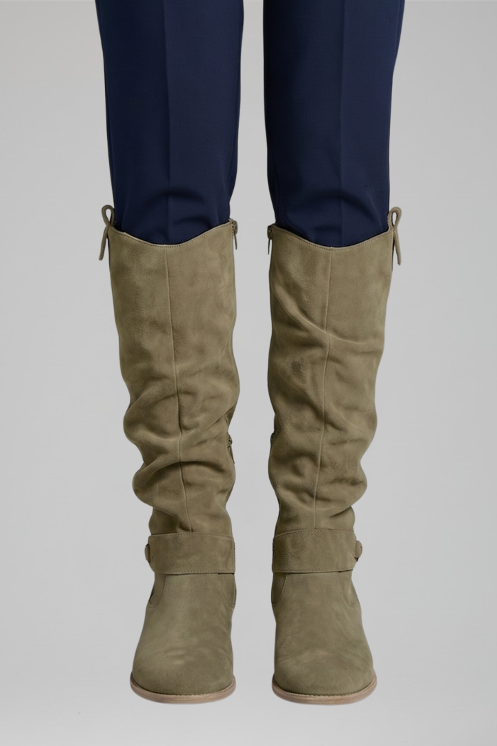 Fall fashion women's knee-high boots, orthopedic support, practical side zipper, rounded toe design.