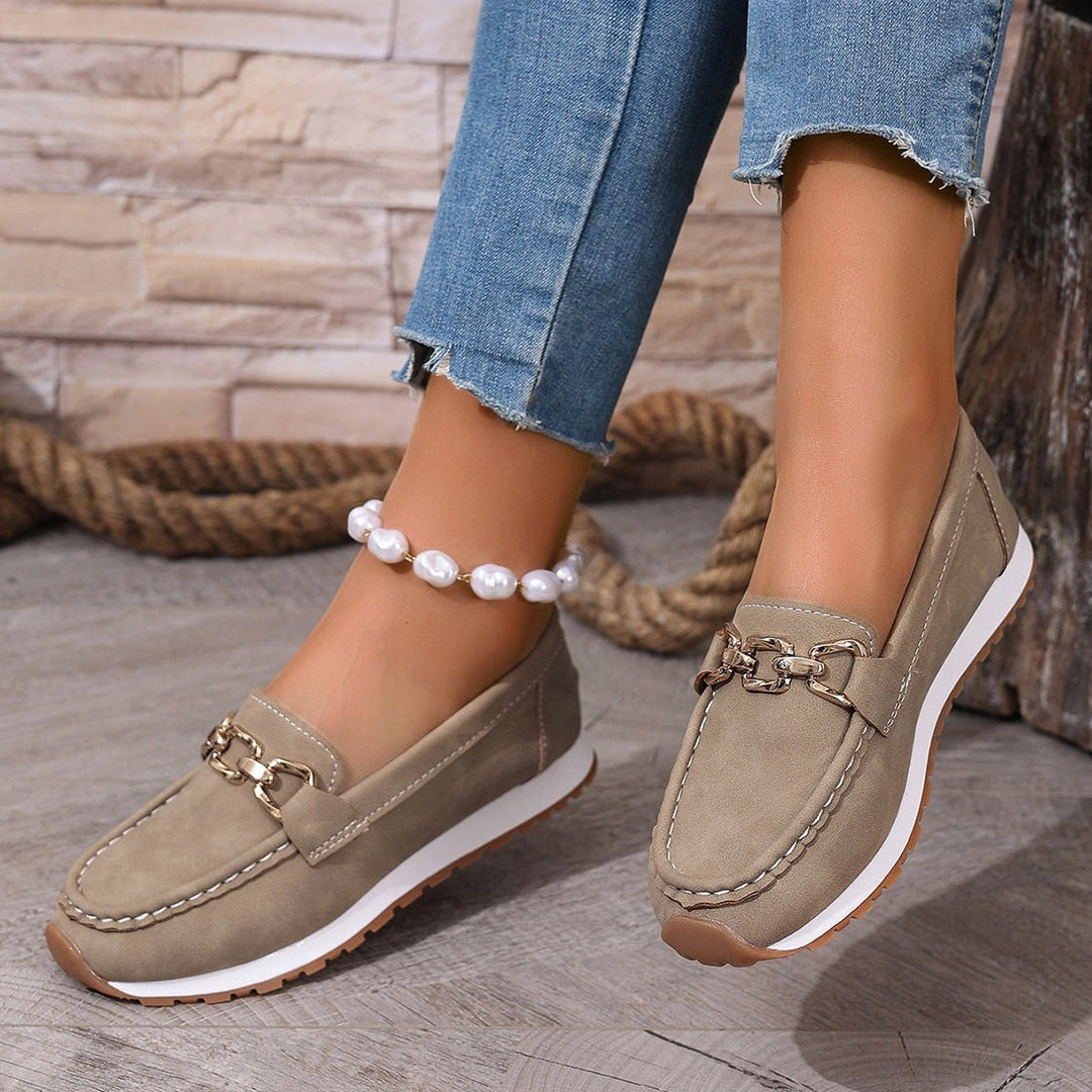 Women's orthopedic slip-on flats, designed with arch support for all-day comfortable footwear.
