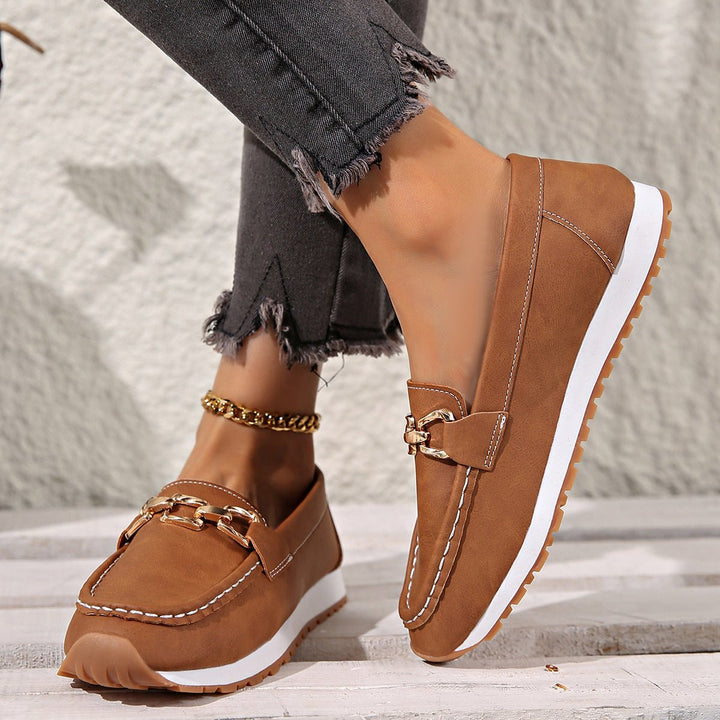 Classic women's comfort loafers, orthopedic with arch support for easy slip-on wear & foot health.
