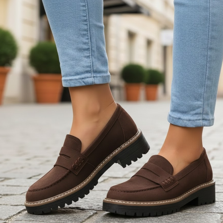 Slip-on women's orthopedic loafers, perfect for casual or professional comfort footwear.