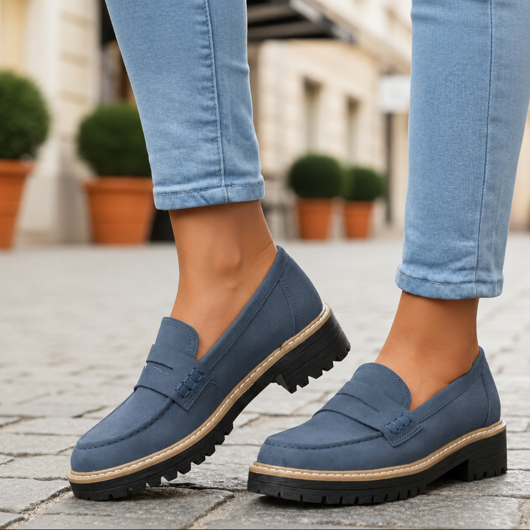 Comfortable women's orthopedic loafers with foot support & cushioned insole design.