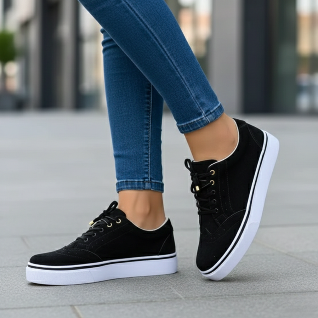 Active women's comfort footwear: supportive low-top orthopedic sneakers for stylish walking and casual use.